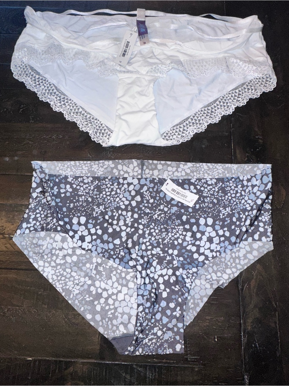 NEW WT Adore Me Women’s XL / 1X Set of 2 Panties White / Blue Pattern